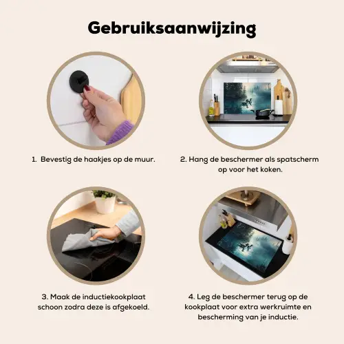 Bos - Water - Eenden - Mistig Inductie beschemer met haakjes klein -ky-gebruik-nl