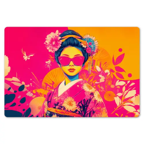 Vrouw - Zonnebril - Abstract - Oranje Placemat vinyl groot -zzsfeer1_Kitchenyeah-website