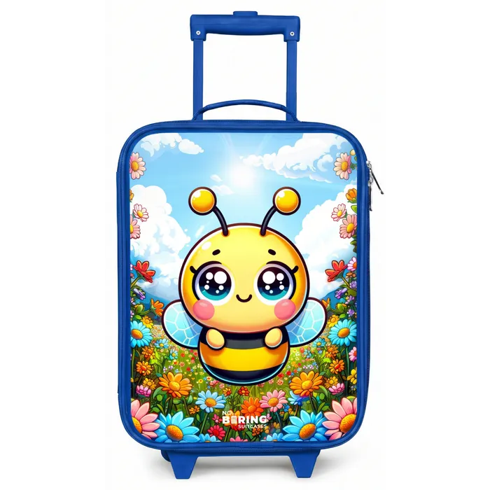 Schattige bij tussen de bloemen Kinderkoffer - Blauw klein -zz3dotto