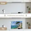 Rotsen - Kustlijn - Boom - Bergen keuken achterwand spatscherm klein -voor_na_NL