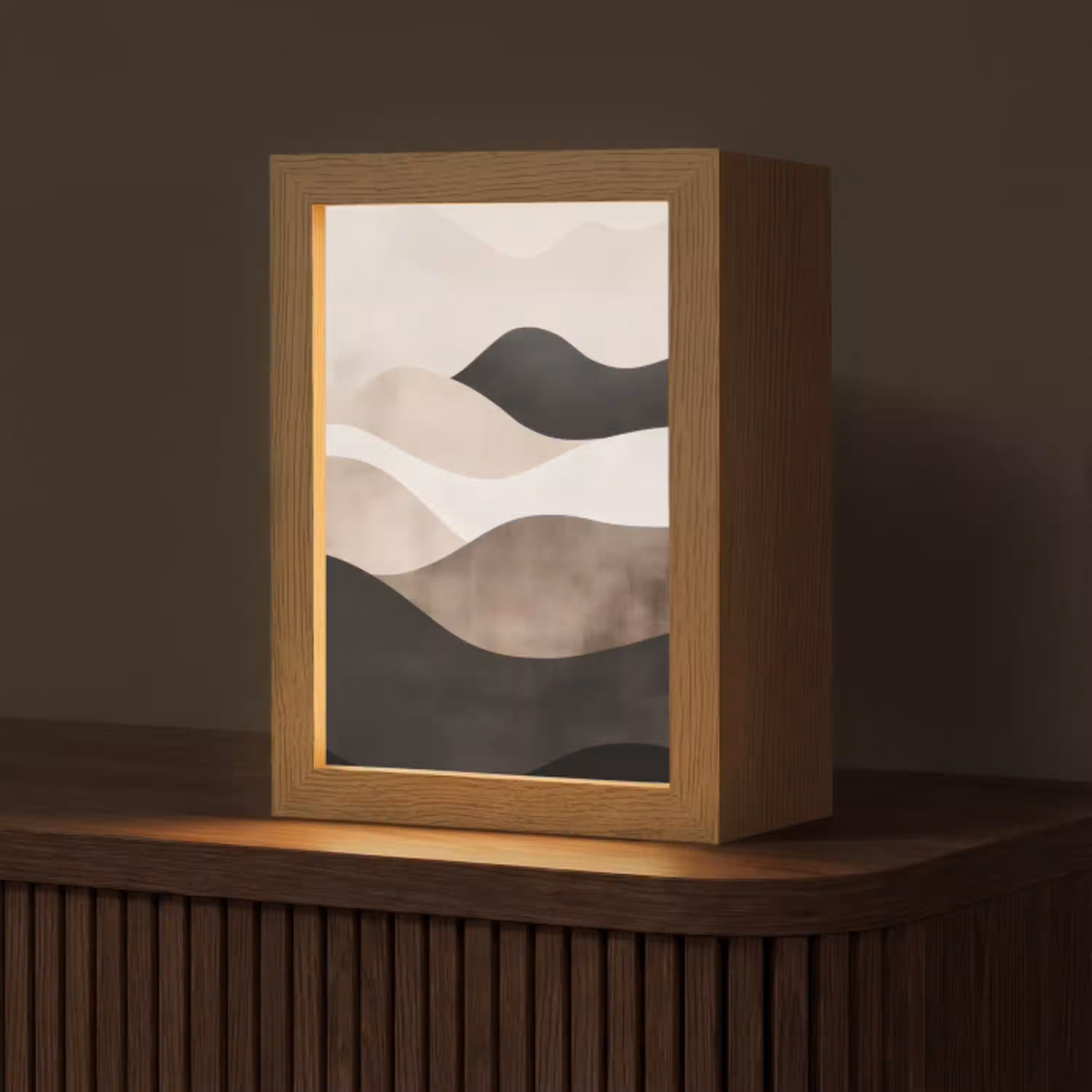 Abstract - Landschap - Golven - Crèmekleur Light Box met kabel (Tafellamp) klein -z3d_website