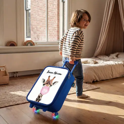 Kauwende Kobus Kinderkoffer - Blauw klein -sfeer1