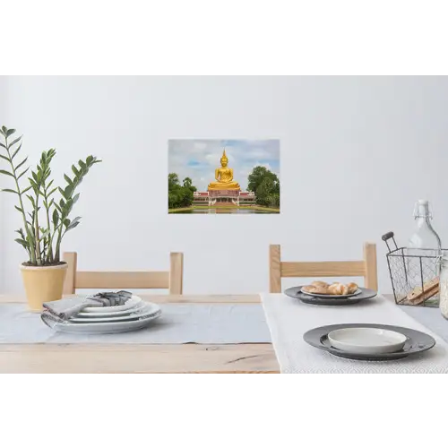 Boeddha - Buddha beeld - Goud - Religie Muursticker klein -eettafel