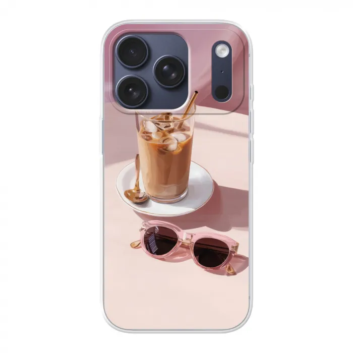 Ijskoffie - Zonnebril - Goud Telefoonhoesje iPhone 17 Pro klein -3d