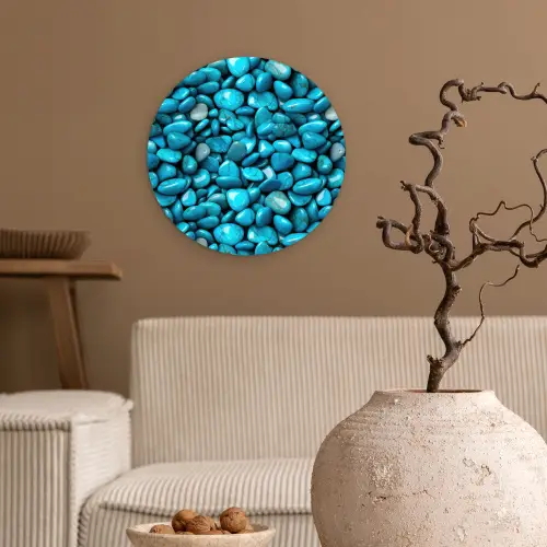 Glanzende - Blauwe - Stenen Wandcirkel plexiglas klein 852 -sfeer1