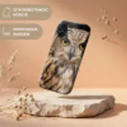 Oehoe - Uil - Portret - Bruin Toughcase MagSafe Apple iPhone 17 klein -USP_RandenV_NL