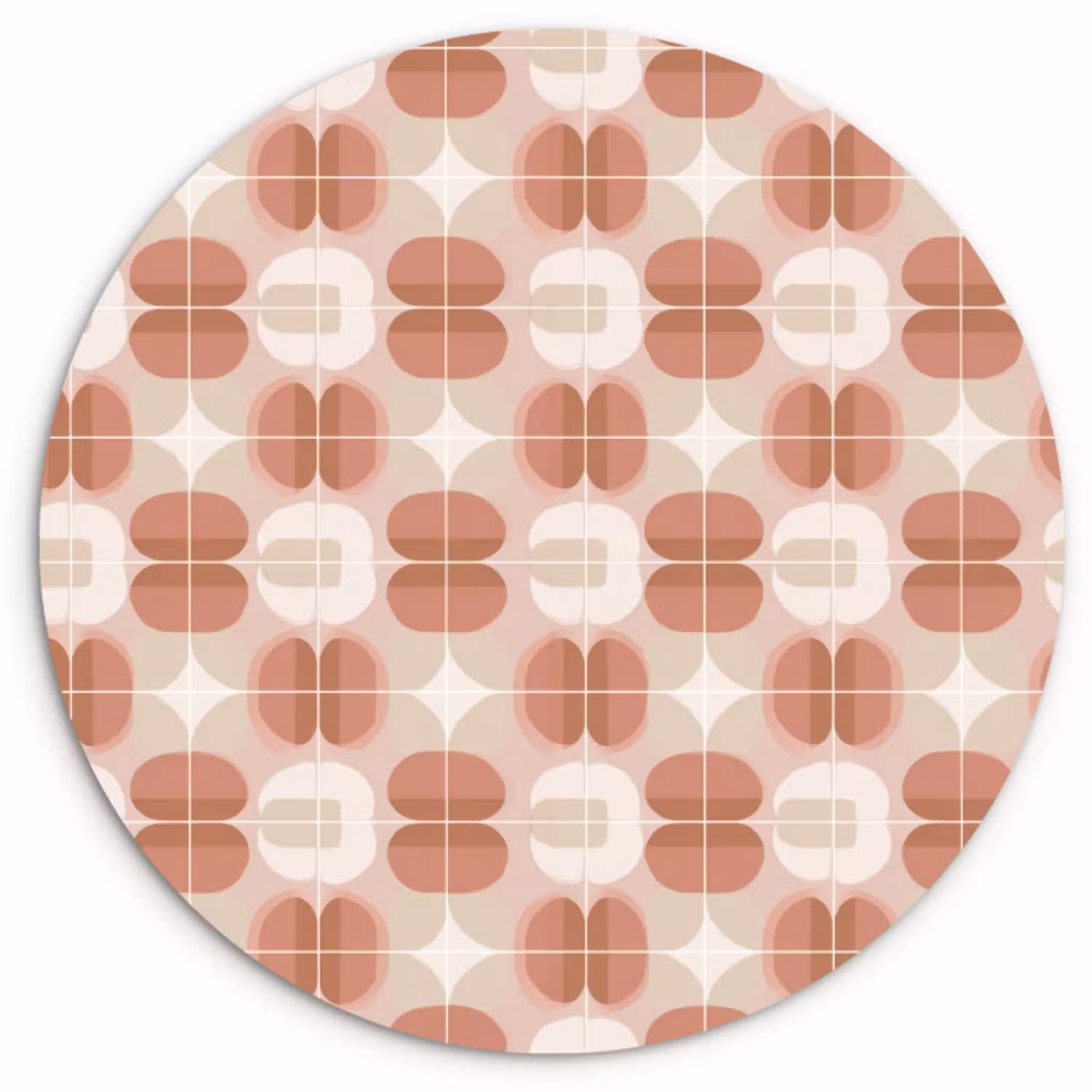 Retro - Klassiek - Roze Wandcirkel kunststof plaat 5mm dik klein 188 -3d