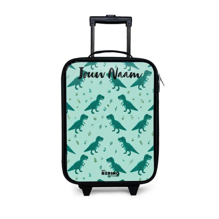 Dinos - Patroon - Groen Kinderkoffer - Zwart klein -3d