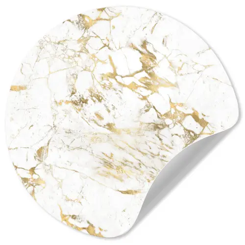 Wit - Marmer - Luxe - Goud Wandcirkel behangsticker klein 186 -3d