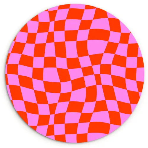 Blokken - Roze - Rood - Patroon Wandcirkel plexiglas klein 852 -3d