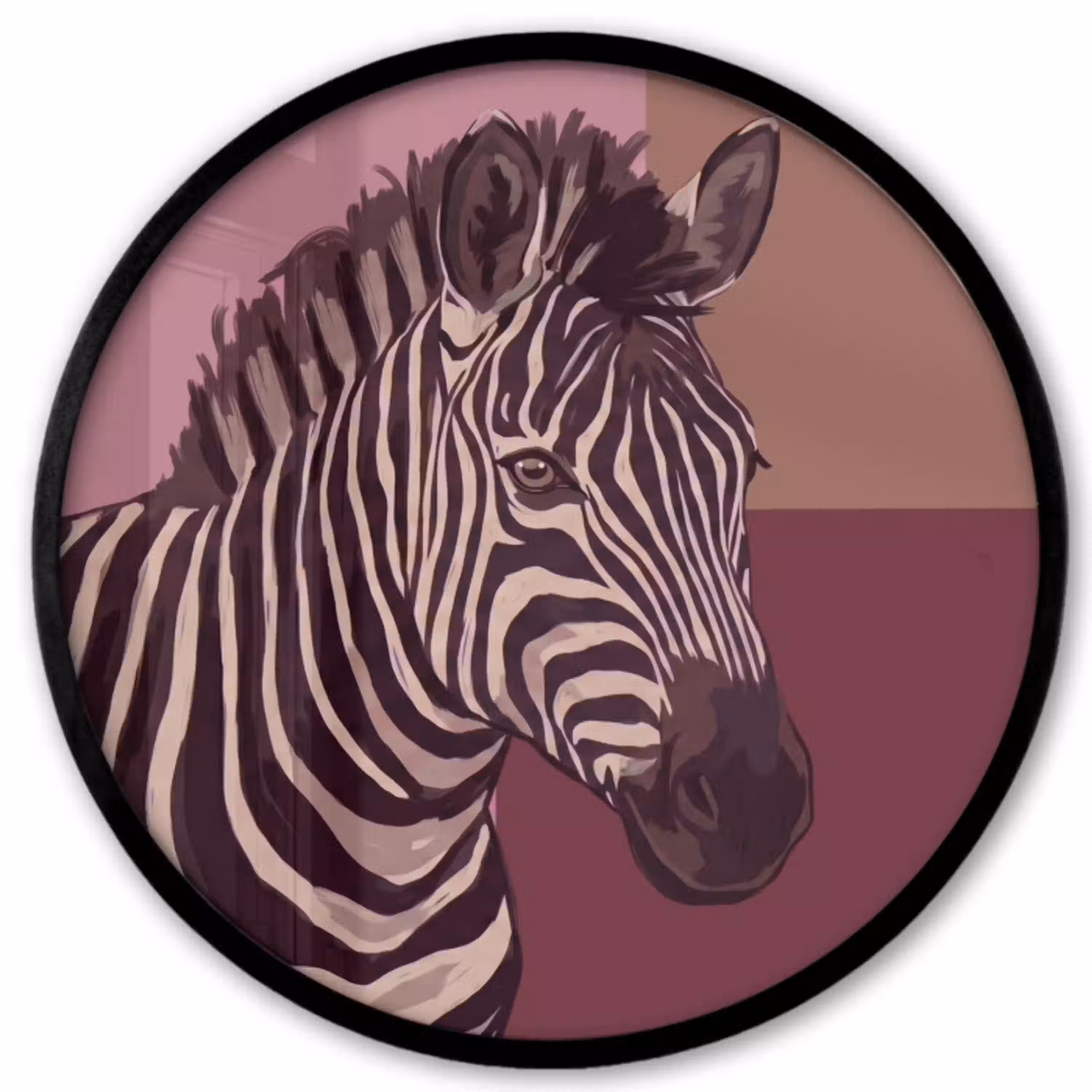 Dieren - Zebrahoofd - Wildlife - Modern - Bruin Fotolijst rond zonder passe partout klein -3d