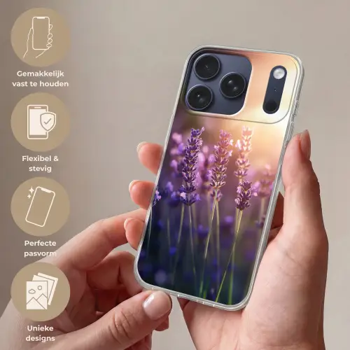 Lavendelbloemen - Paars - Zonlicht Telefoonhoesje iPhone 17 Pro klein -sfeer3_NL