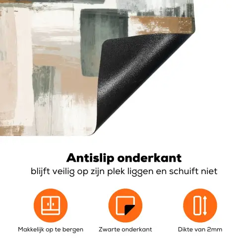 Penseelstreken - Abstract - Aardetinten Inductie beschermer vinyl 3mm klein -zzzzzzz-td-onderkant