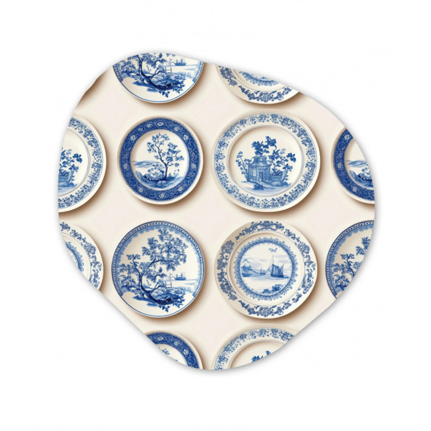 Borden - Bomen - Planten - Blauw Wandcirkel Organisch Forex 3mm klein 629 -3d