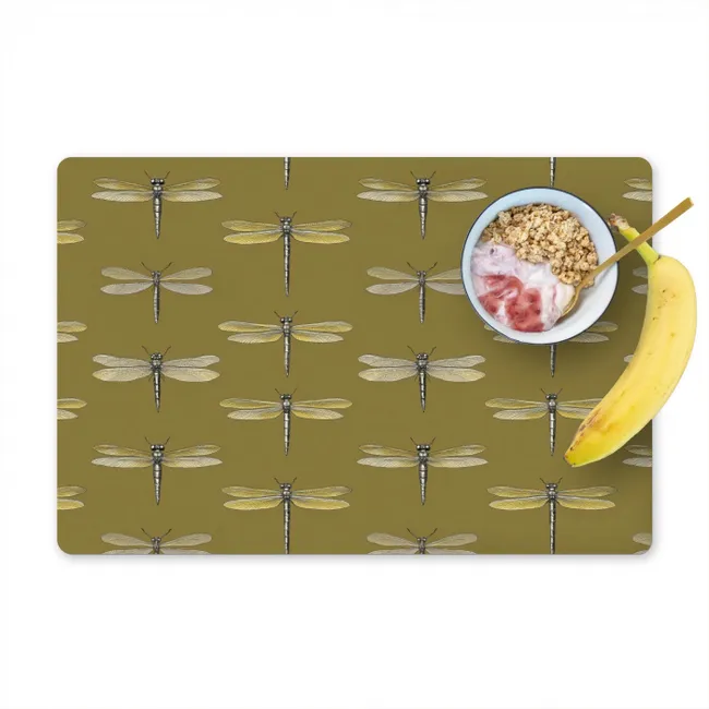 Placemat - 6 stuks - Libellen - Patroon - Groen