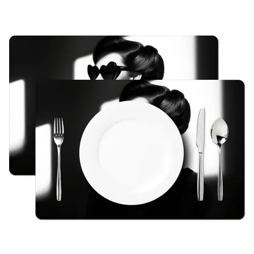 Vrouw - Zwart - Hart Placemat vinyl groot -zzsfeer2_Kitchenyeah-website