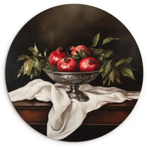Granaatappels - Klassiek - Vintage Wandcirkel kunststof plaat 5mm dik klein -3d