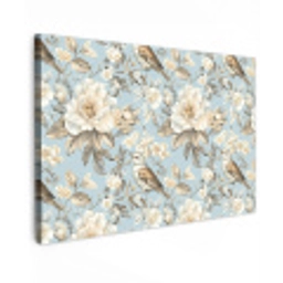 Botanisch - Zangvogel - Blauw Tuinposter op houten frame 2 cm dik klein 845 -3d
