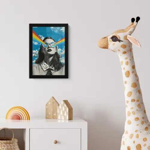 Vrouw - Bril - Regenboog - Wolken fotolijst zwart zonder passe partout klein -usfeer4_kinderkamer