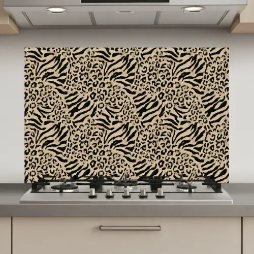 Giraf - Zebra - Motief - Bruin keuken achterwand spatscherm klein 900 -3d_website
