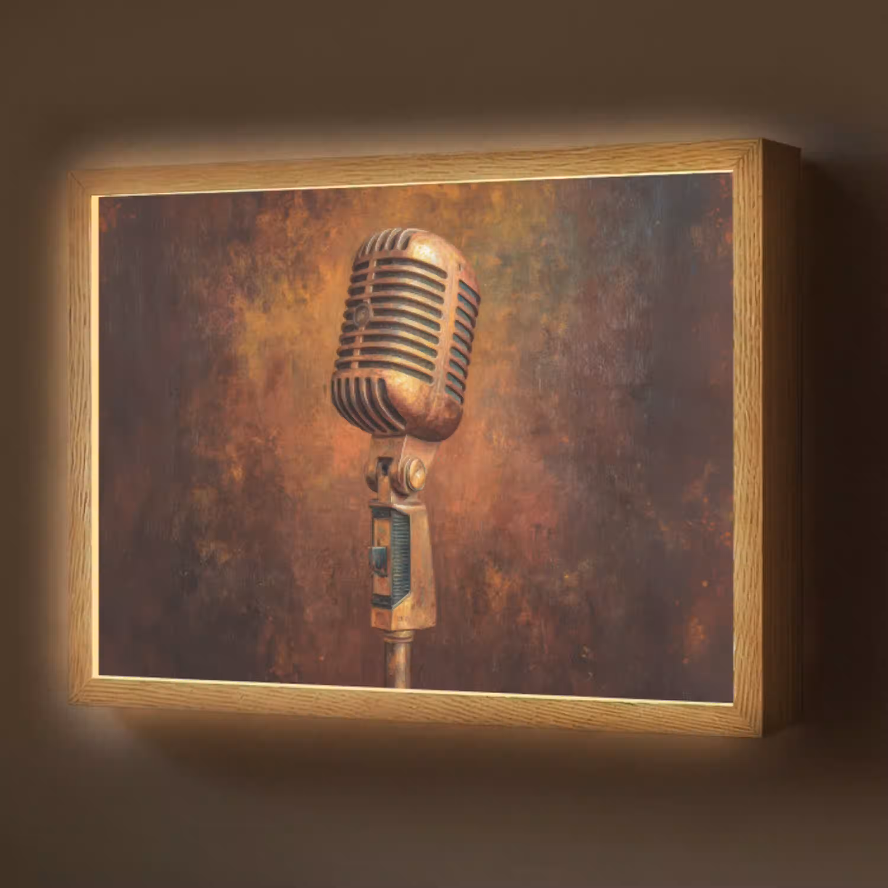 Microfoon - Bruin - Klassiek Light Box met batterij (Wandlamp) middel -z3d_website