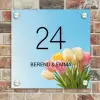 Gekleurde tulpen lucht - Klassiek Naambord Vierkant klein -sfeer2