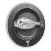 Pan - Vis - Zwart - Wit Akoestische PET Vilt - Rond klein -3d