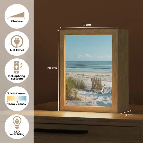 Duinen - Strand - Zee - Zomer Light Box met kabel (Tafellamp) klein -USP_NL