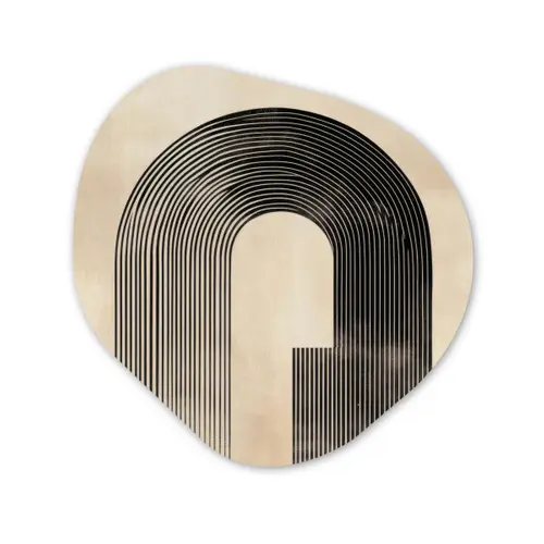 Boog -  Strepen - Minimalistisch - Zwart Wandcirkel Organisch Plexiglas middel -3d
