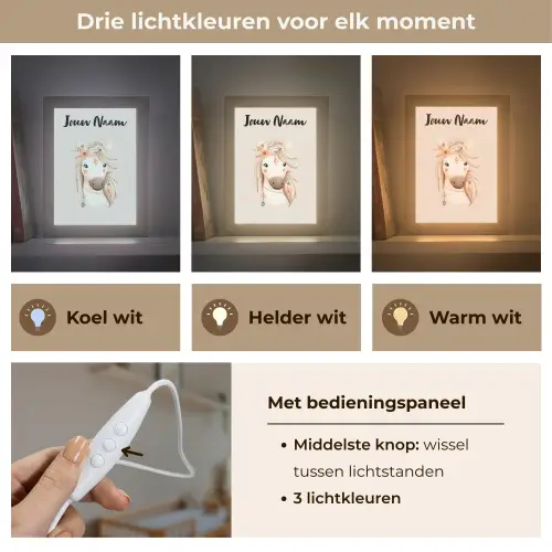 Paard - Manen - Bloemen - Veren Light Box met kabel (Kinderlampje) klein -USP_lichtkleurNL