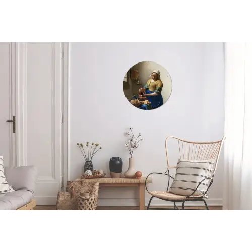 Het melkmeisje - Kunst - Oude meesters - Vermeer Wandcirkel aluminium klein -woonkamer