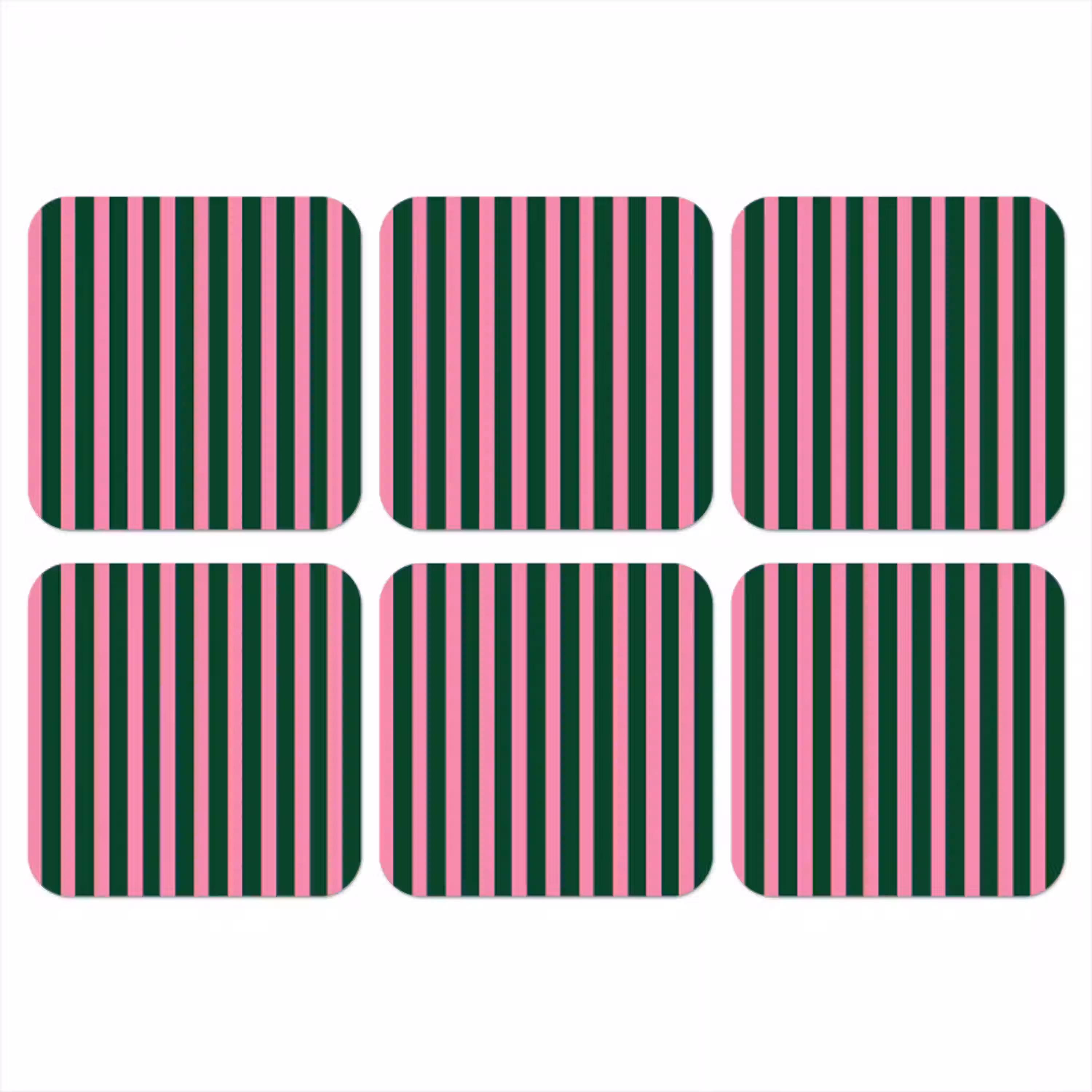 Verticale strepen - Groen - Roze onderzetter kurk middel 366 -3d