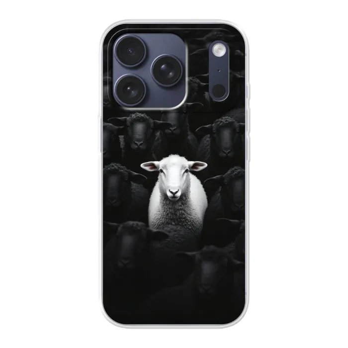Schapen - Wit - Duisternis Telefoonhoesje iPhone 17 Pro klein -3d