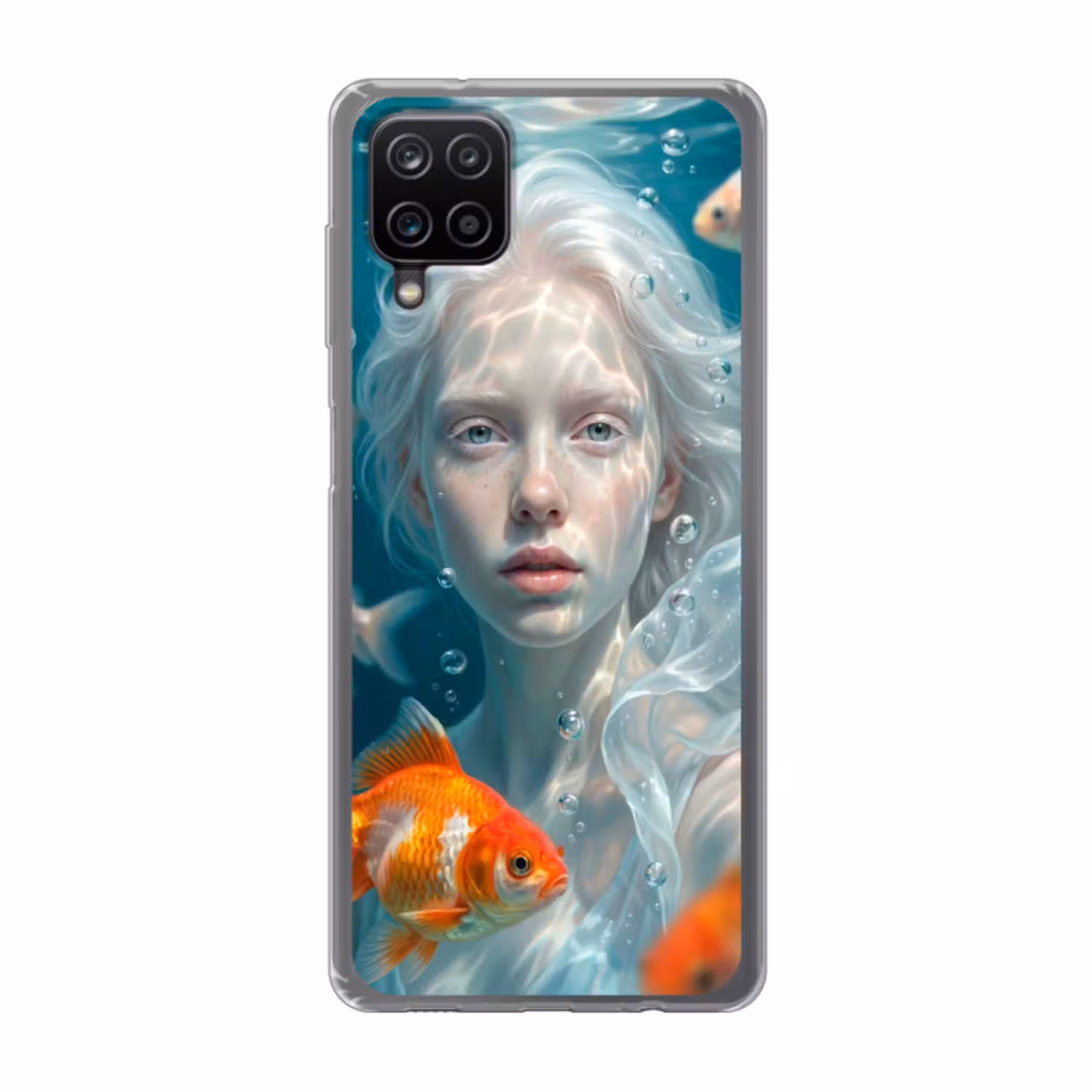 Mens - Onderwater - Vis - Modern - Blauw Telefoonhoesje Samsung Galaxy A12 klein -3d