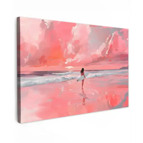 Roze - Surfen - Zee canvas 2cm klein -z3d