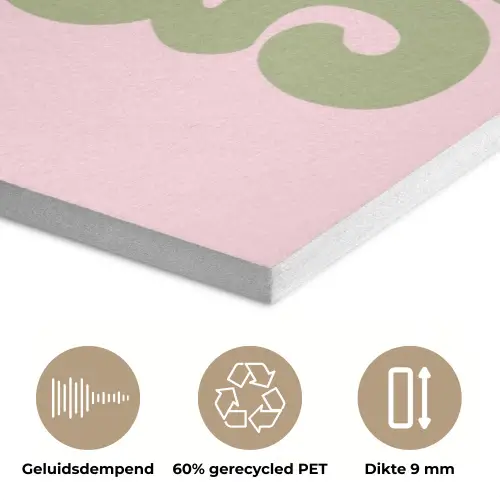 Chase greatness - Groen - Roze - Retro PET vilt klein -closeup_NL