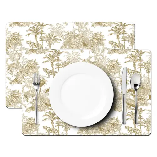 Tijger - Jungle - Vogel - Beige Placemat vinyl groot 368 -zzsfeer2_Kitchenyeah-website