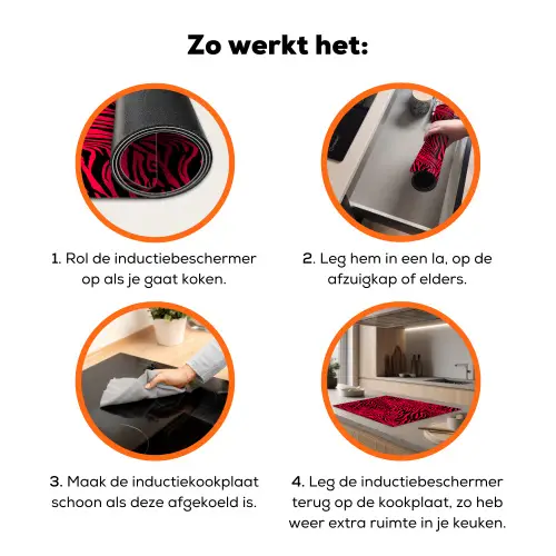 Zebra - Zwart - Roze - Neon Inductie beschermer vinyl 3mm klein 276 -zzzzzzz-td-werking