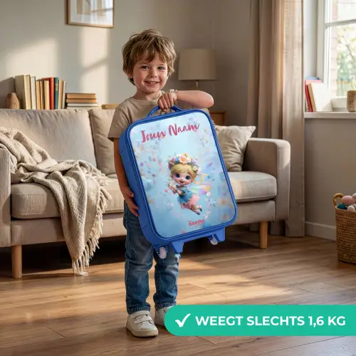Vlinderfee in Bloemenlucht Kinderkoffer - Blauw klein -sfeer2_NL