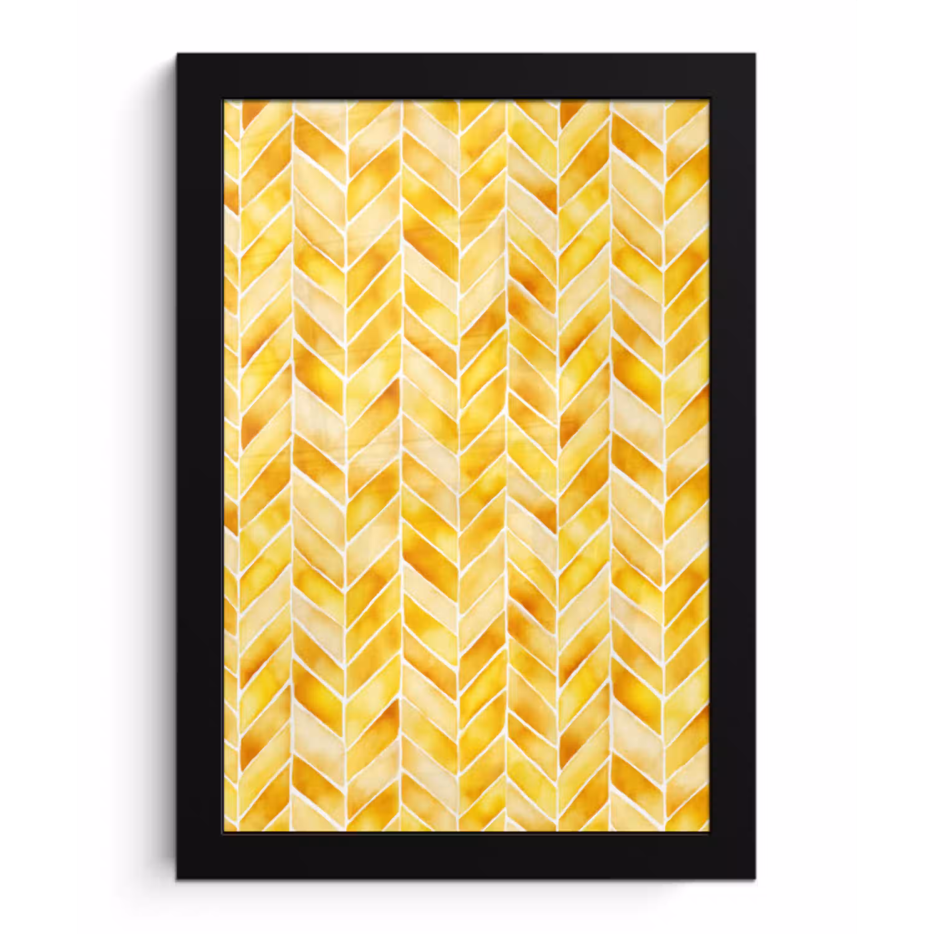 Visgraat - Aquarel - Patronen - Goudgeel fotolijst zwart zonder passe partout klein 224 -3d