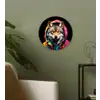 Graffiti - Wolf - Jas - Zwart Wandcirkel kunststof plaat 5mm dik klein -sfeer3
