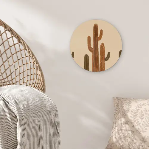 Cactus - Woestijn - Zand - Bruin Akoestische PET Vilt - Rond klein -sfeer4
