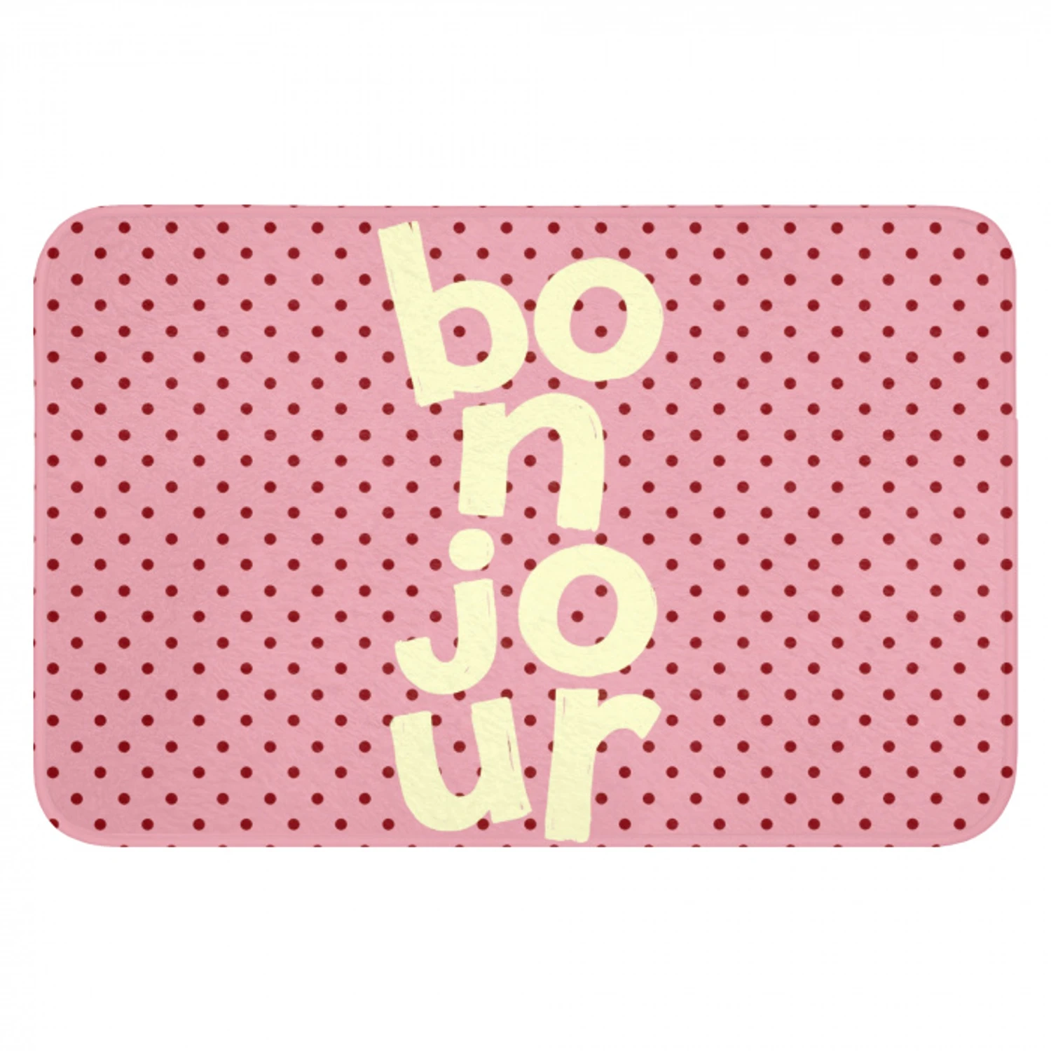 Bonjour - Stippen - Roze- Geel Badmat klein -3d