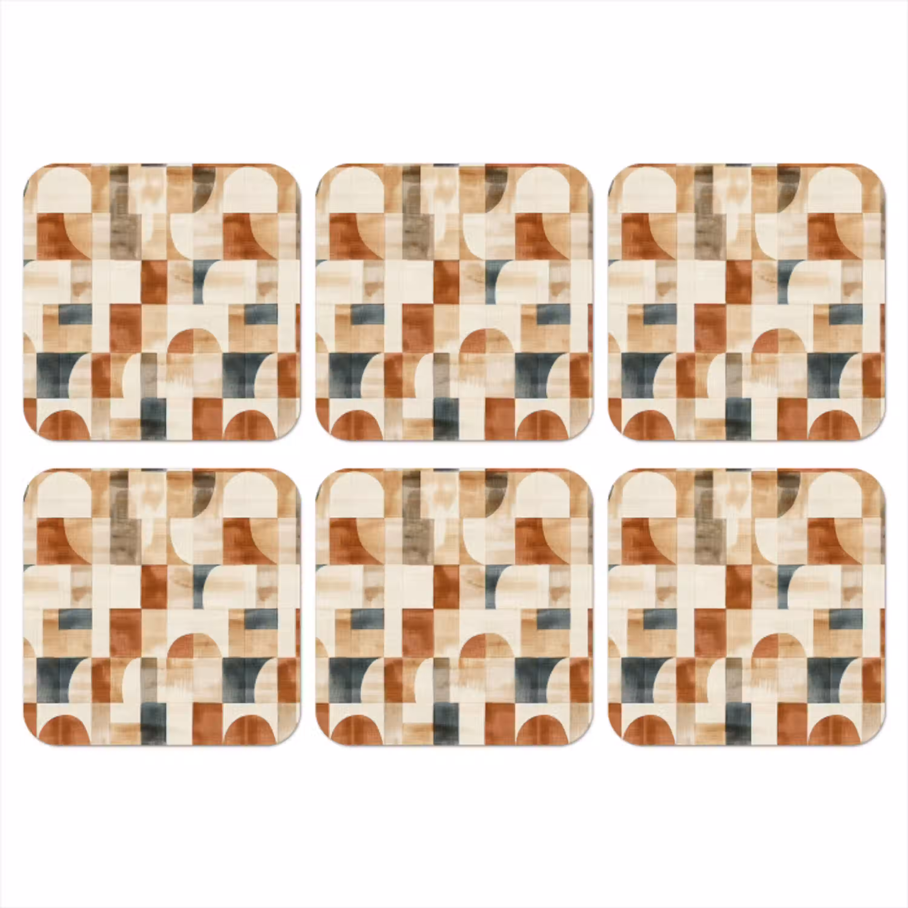 Terracotta - Geometrisch - Aquarel - Textuur onderzetter kurk middel 366 -3d