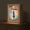Meisje - Kunst - Paraplu - Graffiti - Kleuren - Muur Light Box met kabel (Tafellamp) klein -z3d_website