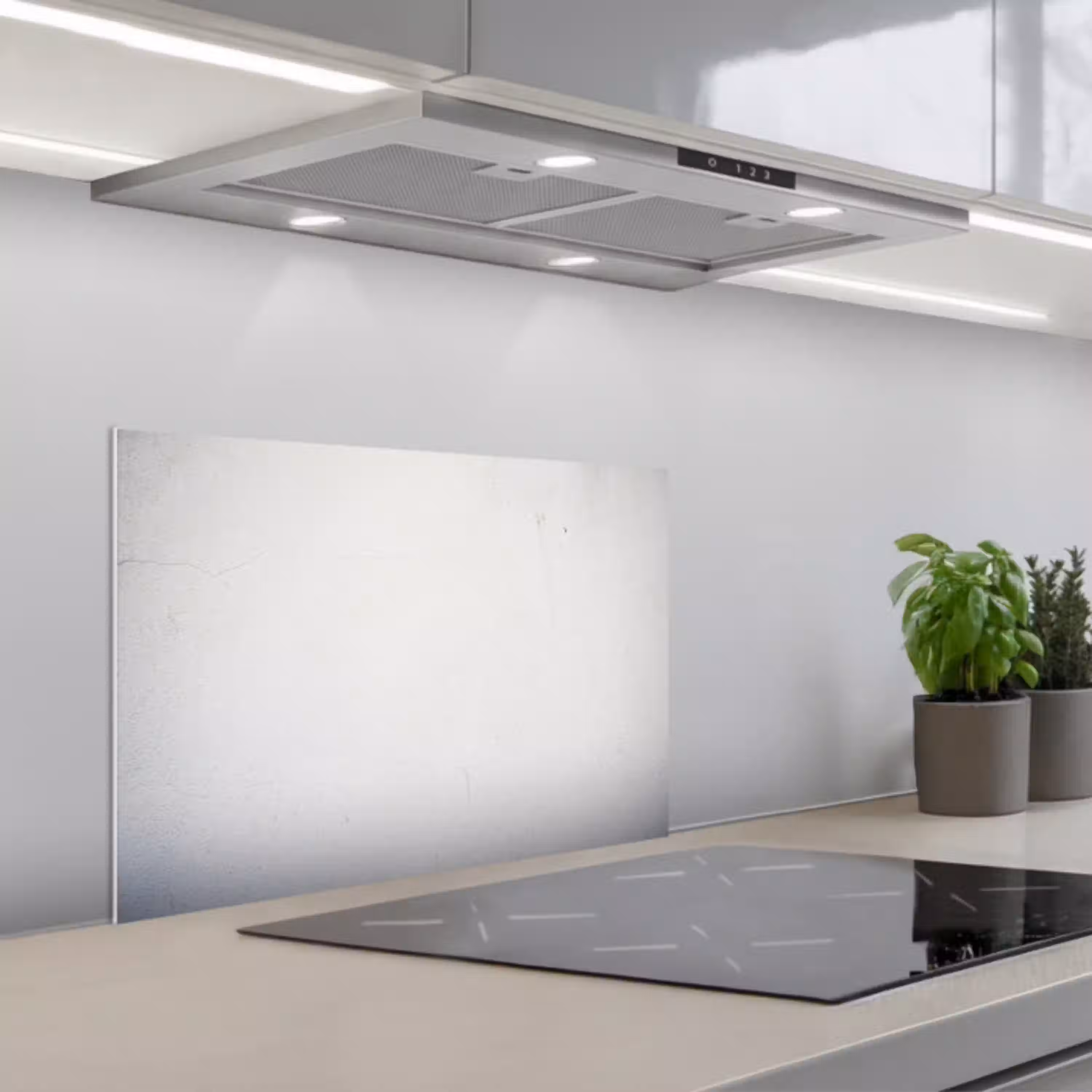 Beton - Wit - Modern keuken achterwand spatscherm klein -3d_schuin