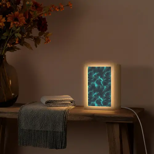Turquoise - Bliksem  - Wolken Light Box met kabel (Tafellamp) klein 925 -sfeer4
