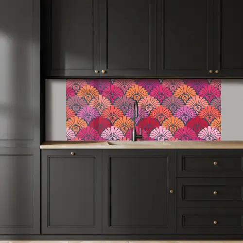Patronen - Art Deco - Roze - Bloemen keuken achterwand 2 middel 871 -sfeer1