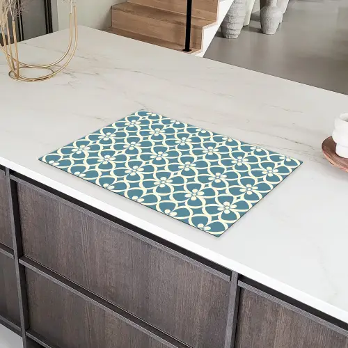 Patroon - Symmetrisch - Blauw Inductie beschermer vinyl 3mm klein 276 -sfeer8