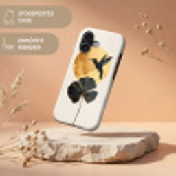 Zwarte kolibrie - Bloem - Gouden cirkel Toughcase MagSafe Apple iPhone 17 klein -USP_RandenV_DE